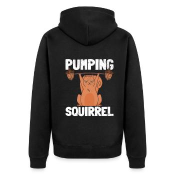 Bodybuilding Squirrel Lifting Squirrel - Unisex Premium Organic Zip Hoodie - black - Back - Nico (187cm)