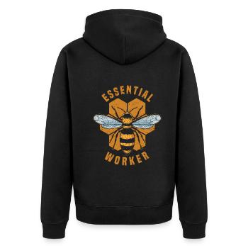 Honeybee Beekeeper Essential Worker Honeybee Beekeeper - Unisex Premium Organic Zip Hoodie - black - Back - Nico (187cm)