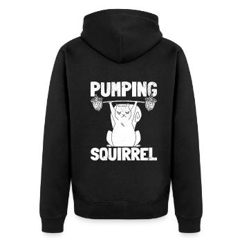 Pumping Squirrel Powerlifting Squirrel - Unisex Premium Organic Zip Hoodie - black - Back - Nico (187cm)