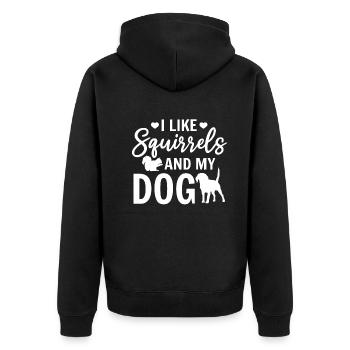 Ich mag Eichhörnchen und meinen Hundeliebhaber - Unisex Premium Bio Zip Hoodie - Schwarz - Hinten - Nico (187cm)