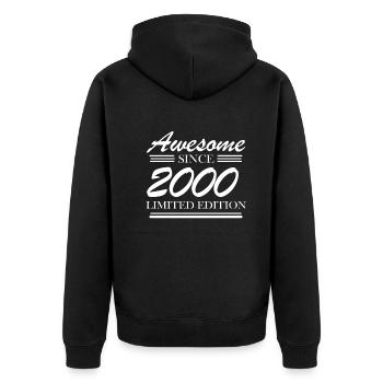 2000 - Jahrgang 2000 - Fantastisch seit 2000 - Unisex Premium Bio Zip Hoodie - Schwarz - Hinten - Nico (187cm)