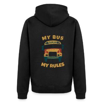 Schulbusfahrer Mein Bus Meine Regeln - - Unisex Premium Bio Zip Hoodie - Schwarz - Hinten - Nico (187cm)
