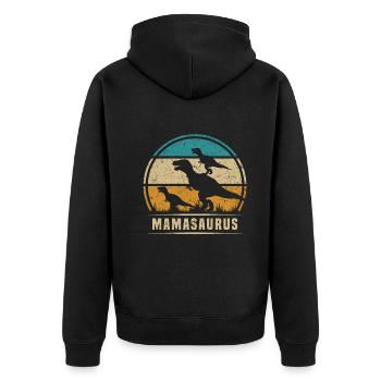 Mama Dino Mamasaurus Mother's Day Mama Dinosaur - Unisex Premium Organic Zip Hoodie - black - Back - Nico (187cm)