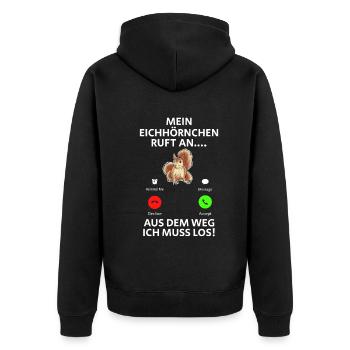 Eichhörnchen Mein Eichhörnchen Ruft An Lustige - Unisex Premium Bio Zip Hoodie - Schwarz - Hinten - Nico (187cm)