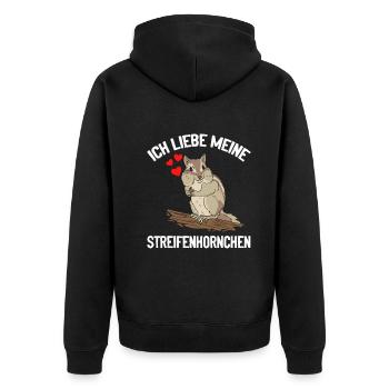 Ich liebe meine Streifenhörnchen Eichhörnchen - Unisex Premium Bio Zip Hoodie - Schwarz - Hinten - Nico (187cm)