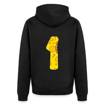 Zahl 1 Ziffer Käse - Unisex Premium Bio Zip Hoodie - Schwarz - Hinten - Nico (187cm)