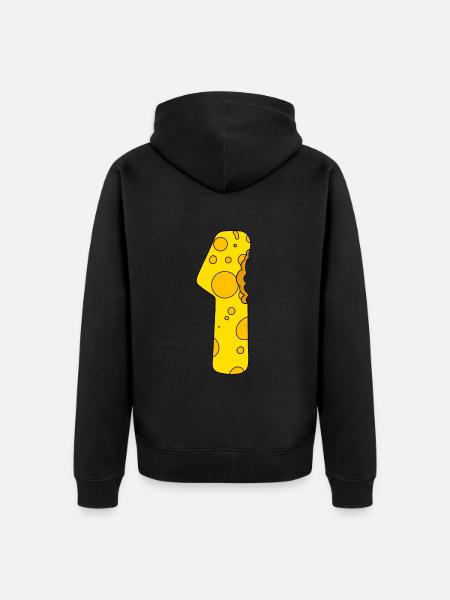 Number 1 digit cheese - Unisex Premium Organic Zip Hoodie - black