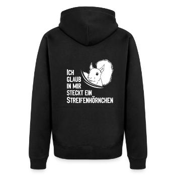 Eichhörnchen - Ich Glaub In Mir Steckt Ein - Unisex Premium Bio Zip Hoodie - Schwarz - Hinten - Nico (187cm)