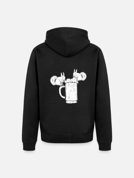 Squirrel Beer Funny squirrel drinks - Unisex Premium Organic Zip Hoodie - black
