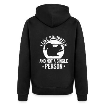 I like squirrels and not a single person - - Unisex Premium Organic Zip Hoodie - black - Back - Nico (187cm)