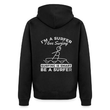 Surf - Je suis un surfeur J’aime surfer Is - Veste à capuche bio Premium Unisexe - noir - Dos - Nico (187cm)