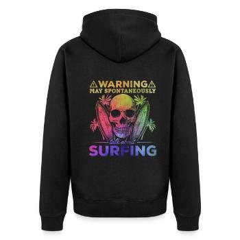Warnung vor Wassersurfern kann spontan über das - Unisex Premium Bio Zip Hoodie - Schwarz - Hinten - Nico (187cm)