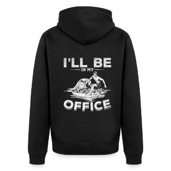 Surfing I will be in my office surfboard - Unisex Premium Organic Zip Hoodie - black - Back - Nico (187cm)