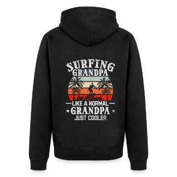 Surfing Opa wie ein normaler Opa ist einfach - Unisex Premium Bio Zip Hoodie - Schwarz - Hinten - Nico (187cm)
