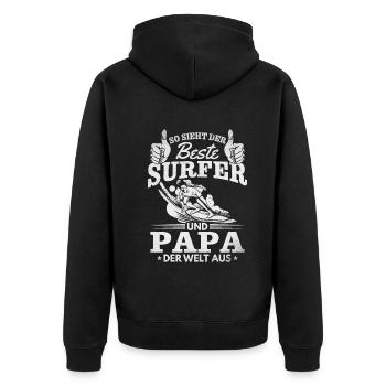 So sieht der beste Surfer und Papa der Welt aus - Unisex Premium Bio Zip Hoodie - Schwarz - Hinten - Nico (187cm)