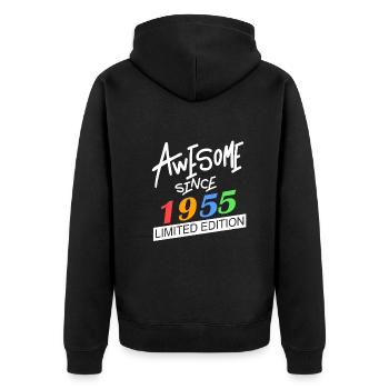 1955 - Jahrgang 1955 - Fantastisch seit 1955 - Unisex Premium Bio Zip Hoodie - Schwarz - Hinten - Nico (187cm)