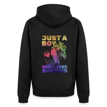 Water surfer Just a boy who wants to surf and - Unisex Premium Organic Zip Hoodie - black - Back - Nico (187cm)