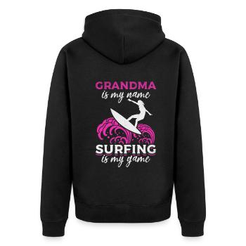 Surfer Grandma est mon nom Surf est mon jeu Grand-mère - Veste à capuche bio Premium Unisexe - noir - Dos - Nico (187cm)