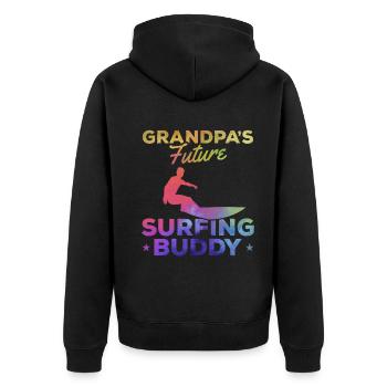 Surfing Baby Neugeborener Surfer Opas Zukunft - Unisex Premium Bio Zip Hoodie - Schwarz - Hinten - Nico (187cm)