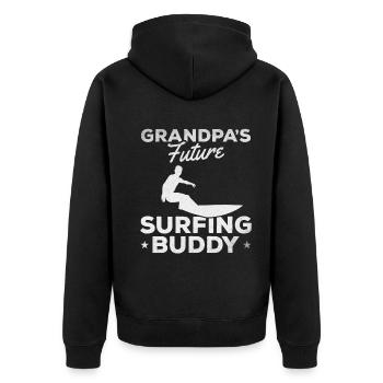 Grandpa's Future Surfer Surfer Surfer Baby - Unisex Premium Bio Zip Hoodie - Schwarz - Hinten - Nico (187cm)