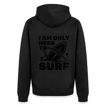 Surfing Water Surfer Surfboard Surfer Ich bin nur - Unisex Premium Bio Zip Hoodie - Schwarz - Hinten - Nico (187cm)