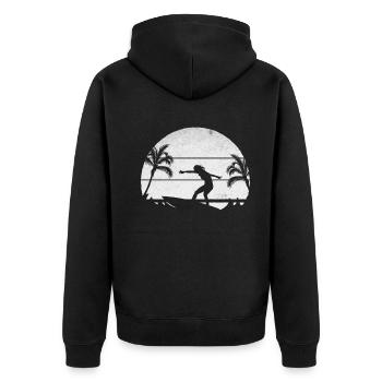 Surfeur d’eau Lady Surf Surfboard Surfing Girl - Veste à capuche bio Premium Unisexe - noir - Dos - Nico (187cm)