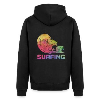 Surfing Water Surfing Surfboard Surfer Wave - Unisex Premium Organic Zip Hoodie - black - Back - Nico (187cm)