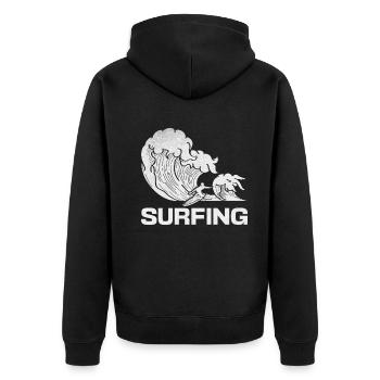 Surfer Surfing Water Surfing Surfboard Surfer Wave - Unisex Premium Organic Zip Hoodie - black - Back - Nico (187cm)