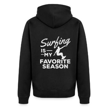 Surfing Is My Favorite Season Surfboard Surfer - Unisex Premium Organic Zip Hoodie - black - Back - Nico (187cm)