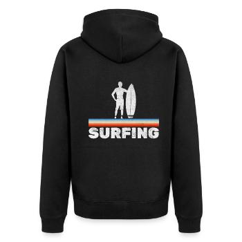 Surfing Man Surfer - Unisex Premium Organic Zip Hoodie - black - Back - Nico (187cm)