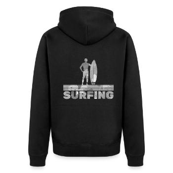 Surfing Man Surfer - Unisex Premium Organic Zip Hoodie - black - Back - Nico (187cm)
