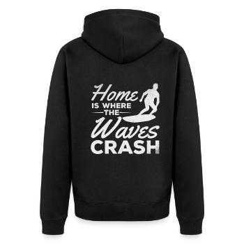Surfer Home est l’endroit où les vagues s’écrasent - Veste à capuche bio Premium Unisexe - noir - Dos - Nico (187cm)
