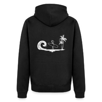 Surfing Waves Stick Figure Surfer - Unisex Premium Organic Zip Hoodie - black - Back - Nico (187cm)