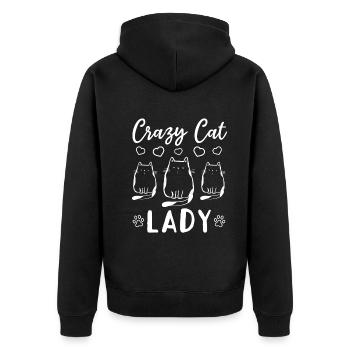 Cat Mama Cute Cat Lover - Crazy Cat Lady - Unisex Premium Bio Zip Hoodie - Schwarz - Hinten - Nico (187cm)