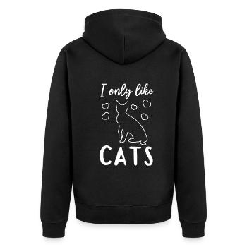 Cat Lover House Cat Lover - I only like cats - Unisex Premium Bio Zip Hoodie - Schwarz - Hinten - Nico (187cm)