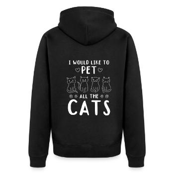 I would like to pet all the Cats - Cat Lover - Unisex Premium Organic Zip Hoodie - black - Back - Nico (187cm)