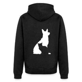 Chiens et chats Amoureux des chiens Amoureux des chats - Veste à capuche bio Premium Unisexe - noir - Dos - Nico (187cm)
