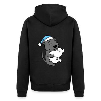 cute black panther with pillow and sleeping cap - Unisex Premium Organic Zip Hoodie - black - Back - Nico (187cm)