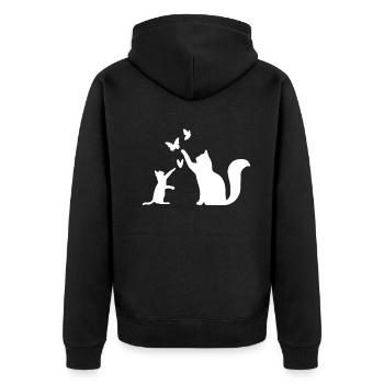 Katzen mit Schmetterlingen - Katzenbesitzer Katzen - Unisex Premium Bio Zip Hoodie - Schwarz - Hinten - Nico (187cm)