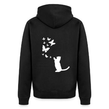 Chat avec papillons Amoureux des chats Catbe - Veste à capuche bio Premium Unisexe - noir - Dos - Nico (187cm)