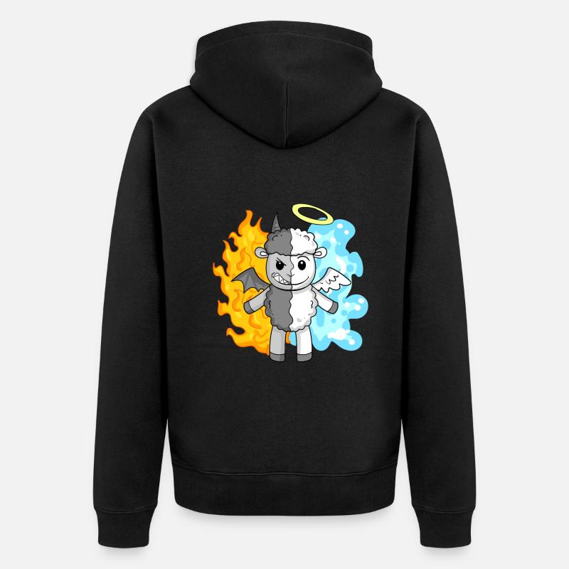 Moutons - Anges et Diables - Veste à capuche bio Premium Unisexe - noir