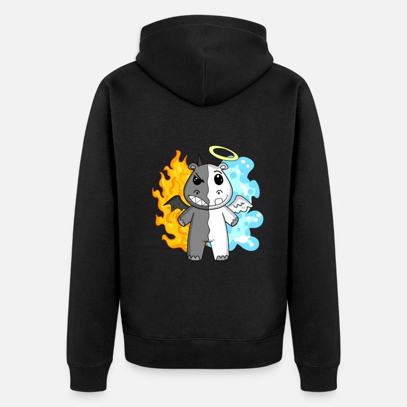 Hippopotame - Ange et Diable - Veste à capuche bio Premium Unisexe - noir