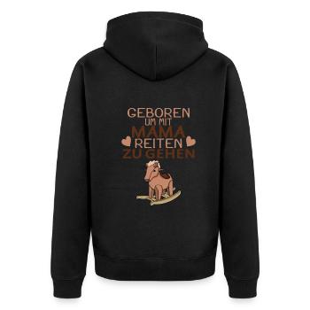 Baby Pferd Reiten Spruch - Unisex Premium Bio Zip Hoodie - Schwarz - Hinten - Nico (187cm)