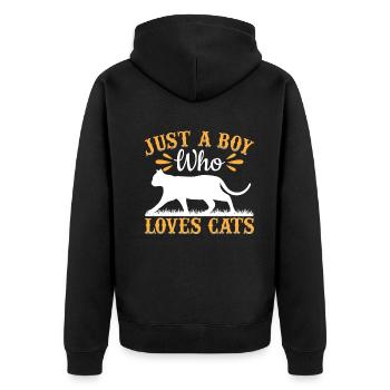 Amoureux des chats Mignon Propriétaire de chat Je juste un garçon qui aime Ca - Veste à capuche bio Premium Unisexe - noir - Dos - Nico (187cm)