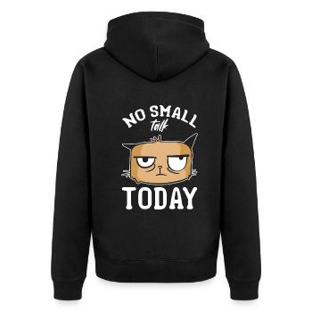 Katze Meme Katzenliebhaber I Kein Small Talk heute - Unisex Premium Bio Zip Hoodie - Schwarz - Hinten - Nico (187cm)