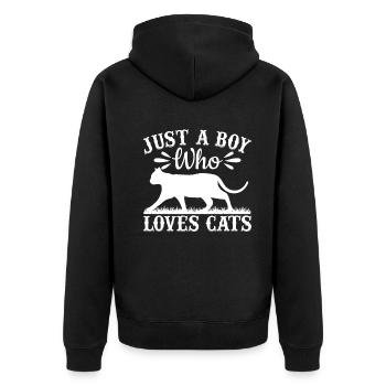 Amoureux des chats Je suis juste un garçon qui aime les chats - Veste à capuche bio Premium Unisexe - noir - Dos - Nico (187cm)