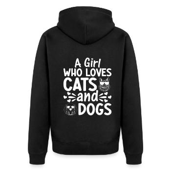 Amoureux des chiens Fille Amoureux des chats I a - Veste à capuche bio Premium Unisexe - noir - Dos - Nico (187cm)