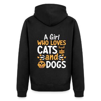 Amoureux des chats Filles Amoureux des chiens I Une fille qui aime les chats - Veste à capuche bio Premium Unisexe - noir - Dos - Nico (187cm)