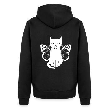 Chats avec papillons Chats mignons Chats - Veste à capuche bio Premium Unisexe - noir - Dos - Nico (187cm)