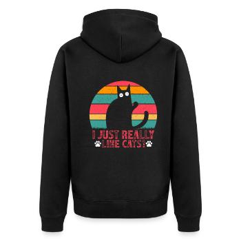 Cat lovers Cat owner I like cats - Unisex Premium Organic Zip Hoodie - black - Back - Nico (187cm)